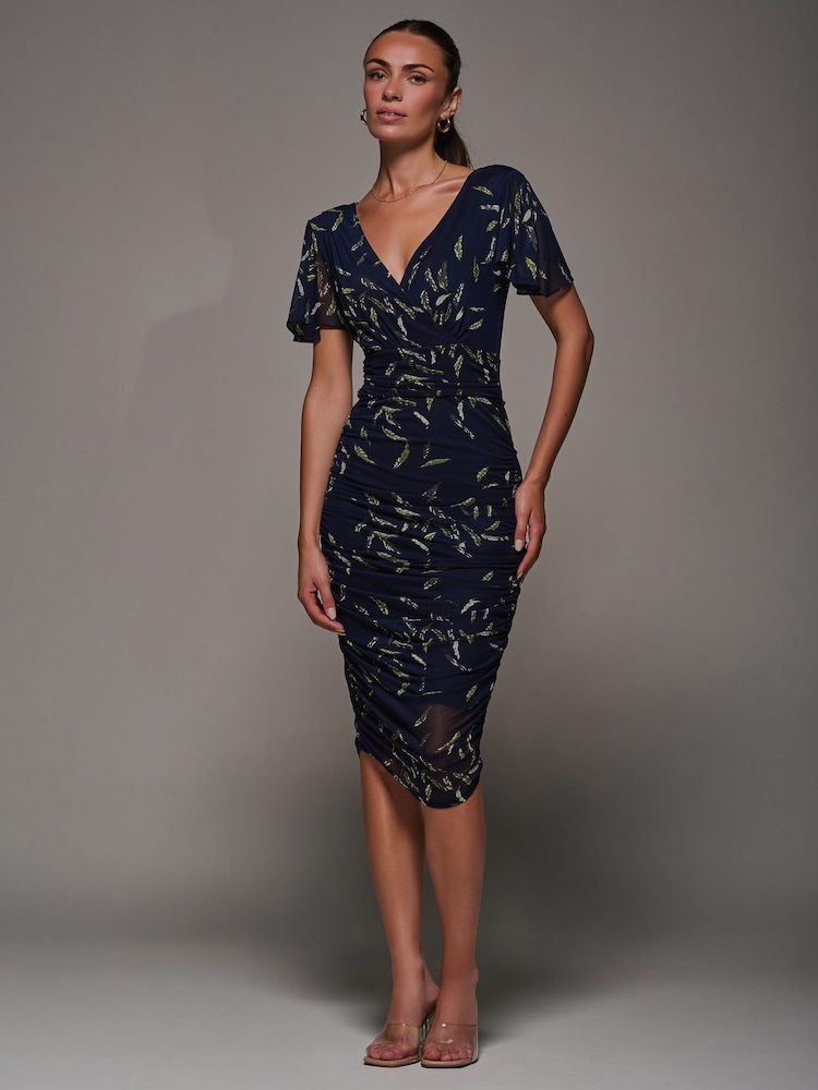 Jolie Moi Blue Angel Ruched Bodycon Dress - Image 1 of 6 Jolie Moi Blue Angel Ruched Bodycon Dress - Image 1 of 6