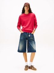 Tommy Jeans Red Flag Embroidery Fleece Sweat Top - Image 2 of 5