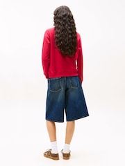 Tommy Jeans Red Flag Embroidery Fleece Sweat Top - Image 3 of 5