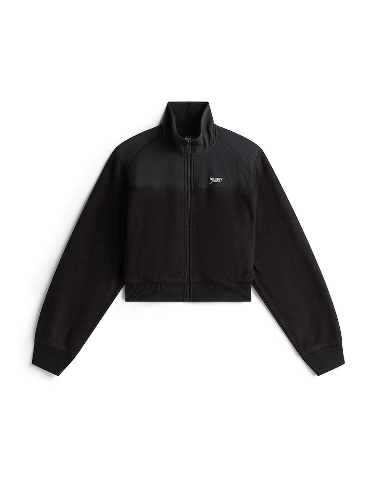 Tommy Jeans Black Polar Fleece Mixed Panel Zip-Thru Sweattop - Image 5 of 5 Tommy Jeans Black Polar Fleece Mixed Panel Zip-Thru Sweattop - Image 5 of 5