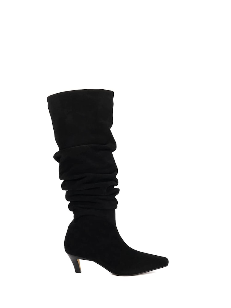 Dune London Black Saunders Slouchy Kitten Heel Boots - Image 2 of 6 Dune London Black Saunders Slouchy Kitten Heel Boots - Image 2 of 6