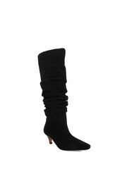 Dune London Black Saunders Slouchy Kitten Heel Boots - Image 3 of 6