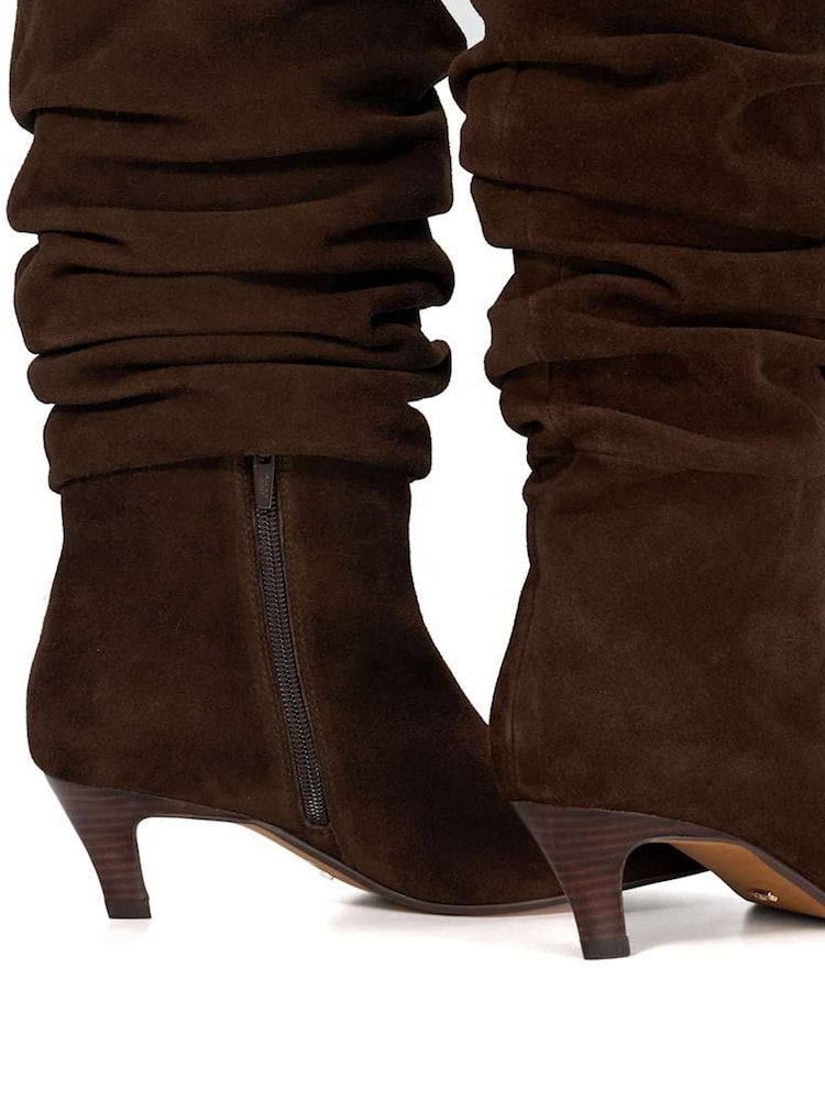Dune London Brown Saunders Slouchy Kitten Heel Boots - Image 6 of 6 Dune London Brown Saunders Slouchy Kitten Heel Boots - Image 6 of 6