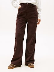 Tommy Jeans Brown Claire Corduroy High Rise Wide Leg Trousers - Image 1 of 5