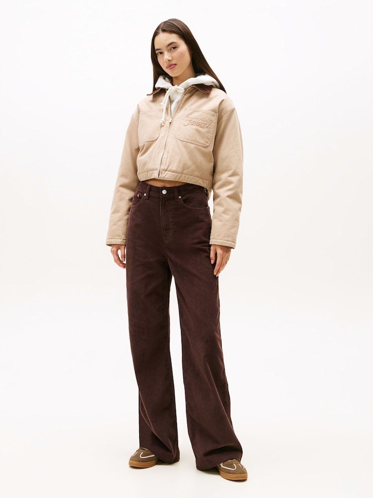 Tommy Jeans Brown Claire Corduroy High Rise Wide Leg Trousers - Image 2 of 5 Tommy Jeans Brown Claire Corduroy High Rise Wide Leg Trousers - Image 2 of 5