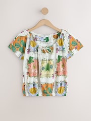 Kew Garden Floral Print Short Sleeve Bubblehem Scoop Neck T-Shirt - Image 7 of 9