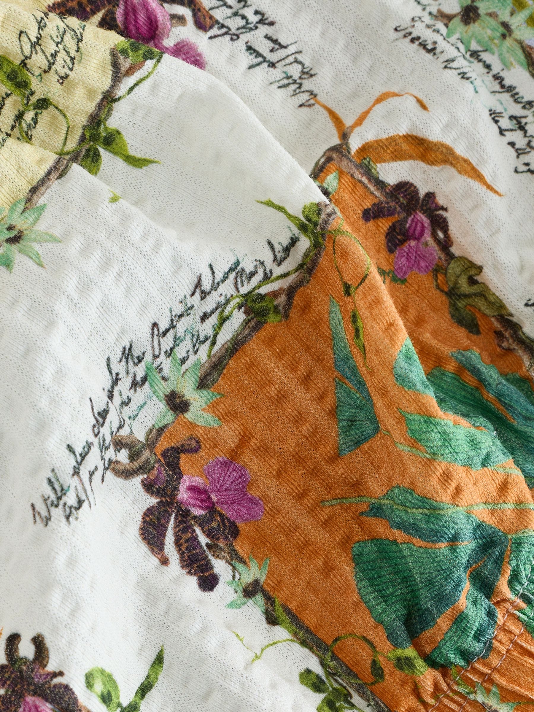 Buy White Kew Garden Floral Print Short Sleeve Bubblehem Scoop