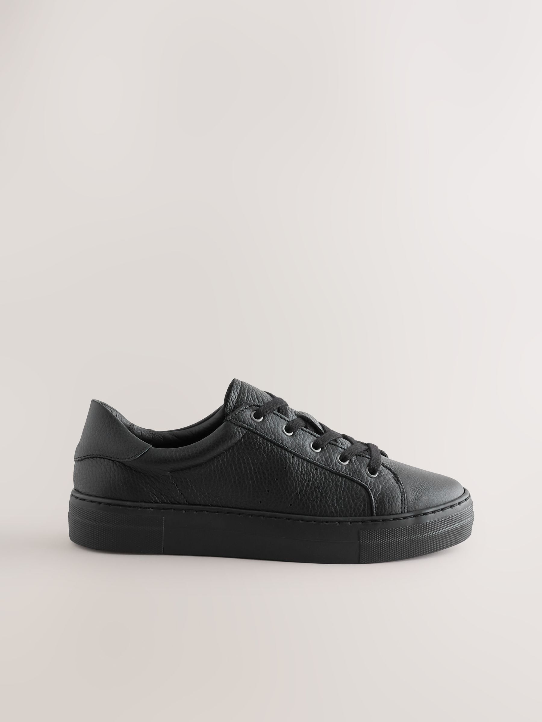 black leather trainer shoes