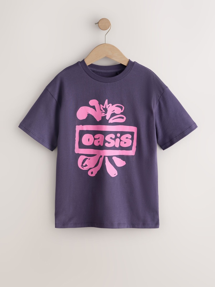Purple Oversized Oasis Band T-Shirt (3-16yrs) - Image 1 of 4 Purple Oversized Oasis Band T-Shirt (3-16yrs) - Image 1 of 4