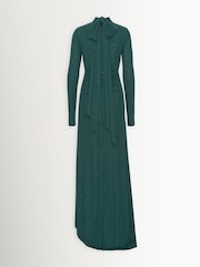 Rotate Green Mesh Neck Scarf Maxi Dress with Diamonds - Image 5 of 6