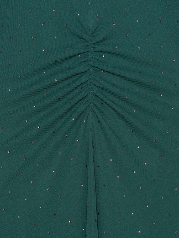Rotate Green Mesh Neck Scarf Maxi Dress with Diamonds - Image 6 of 6