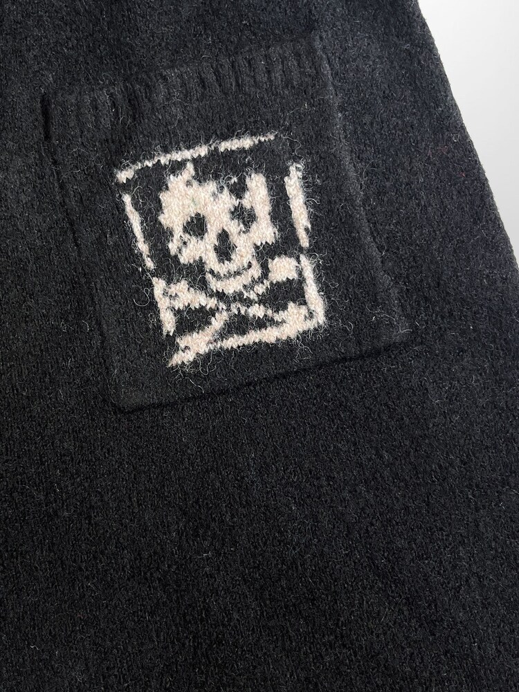 Religion Black Skully Knitted Joggers With Small Skull & Crossbone Contrast Logo - Image 5 of 5