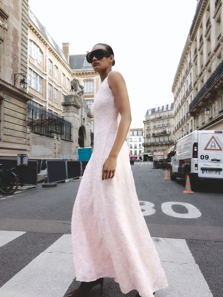 Rotate Pink Mesh Maxi Dress - Image 4 of 4