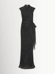 Rotate Black Polka Dot Maxi Waist Tie Dress - Image 1 of 3