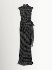 Rotate Black Polka Dot Maxi Waist Tie Dress - Image 5 of 7