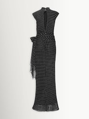 Rotate Black Polka Dot Maxi Waist Tie Dress - Image 6 of 7