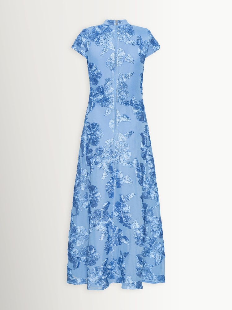 Rotate Blue Mesh Capsleeve Maxi Dress - Image 2 of 3 Rotate Blue Mesh Capsleeve Maxi Dress - Image 2 of 3