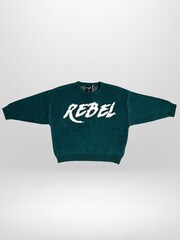 Religion Green Rebel Slogan Jumper In Soft Knitted Intarsia - Image 4 of 4