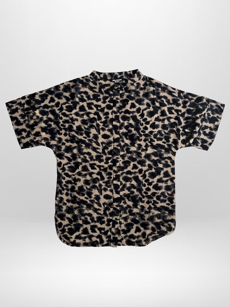 Religion Animal Linda Button-Through Tunic Shirt Dress In Pretty Green Floral Print - Image 2 of 4