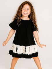 Religion Black Jane Short Sleeved Swing Jersey Dress In Tie Die And Full Skirt - Image 1 of 4
