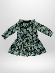 Religion Green Amelie Smock Dress With Pretty Frill Collar In And Soft Pink Abstract Print - Image 4 of 6