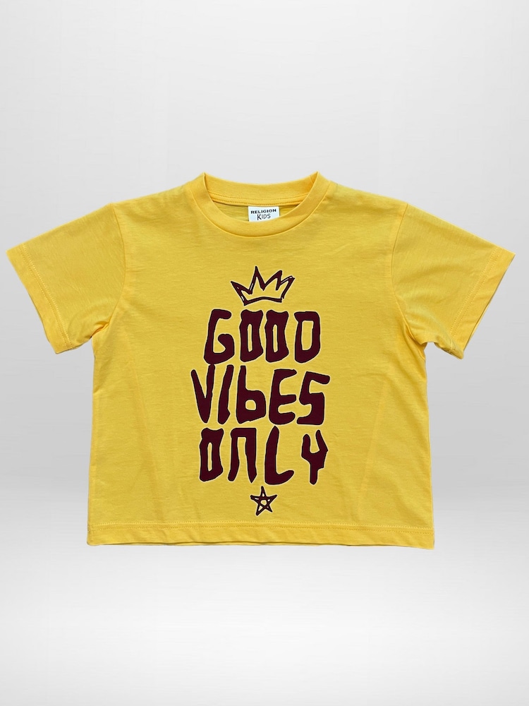 Religion Good Vibes T-Shirt With Contrast Slogan - صورة 2 من 4 Religion Good Vibes T-Shirt With Contrast Slogan - صورة 2 من 4