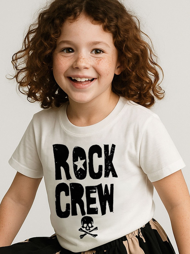 Religion White Rock Crew T-Shirt With Bold Slogan And Skull And Cross Bone - Image 1 of 4