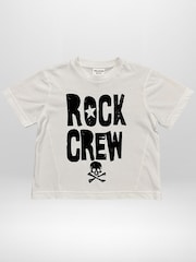 Religion White Rock Crew T-Shirt With Bold Slogan And Skull And Cross Bone - Image 2 of 4