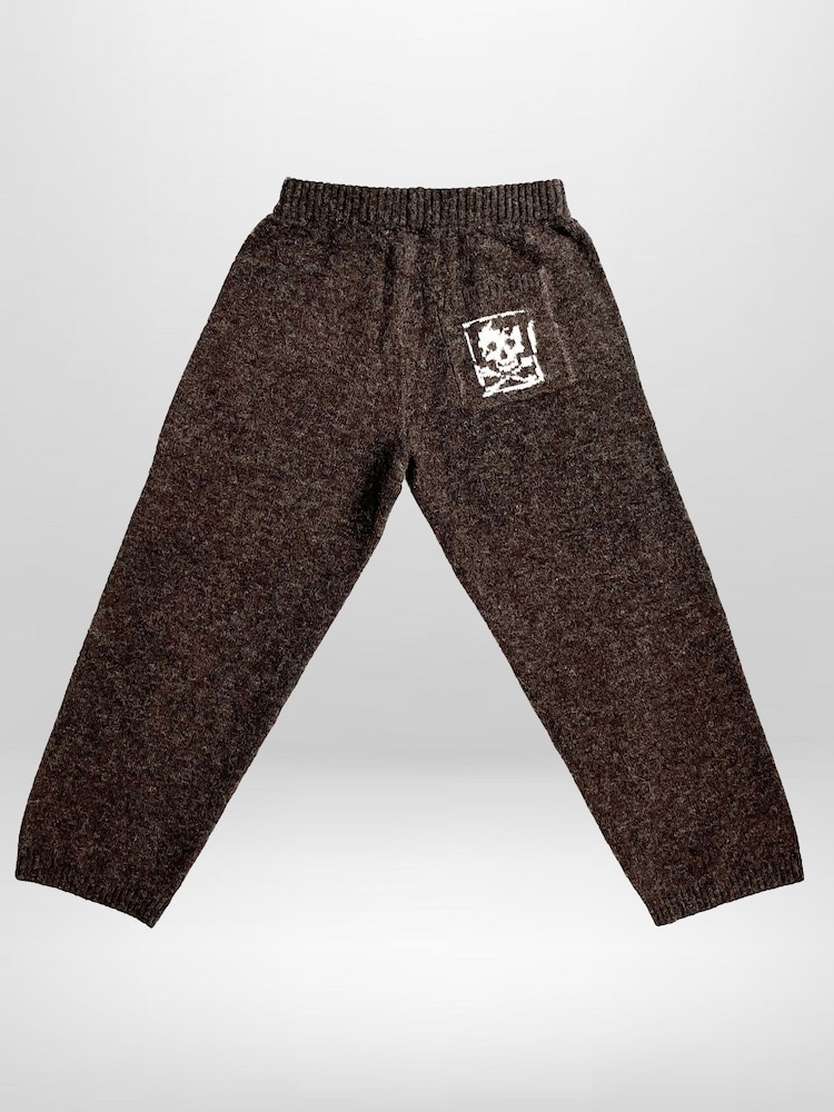 Religion Brown Skully Knitted Joggers With Small Skull & Crossbone Contrast Logo - Image 2 of 5 Religion Brown Skully Knitted Joggers With Small Skull & Crossbone Contrast Logo - Image 2 of 5