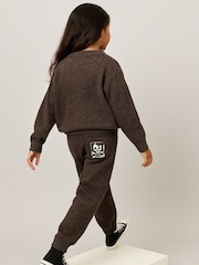 Religion Brown Skully Knitted Joggers With Small Skull & Crossbone Contrast Logo - Image 4 of 5