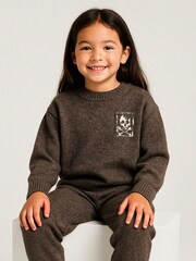 Religion Brown Skully Knitted Joggers With Small Skull & Crossbone Contrast Logo - Image 5 of 5