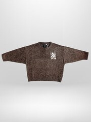 Religion Brown Skully Logo Jumper With Small Contrast Skull & Crossbone - Image 3 of 5