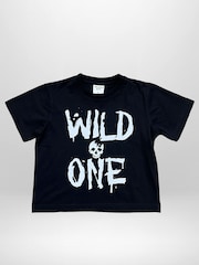 Religion Black Wild One T-Shirt With Bold Contrast Slogan And Skull - Image 2 of 4