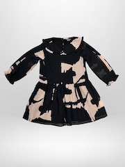Religion Black Amelie Smock Dress With Pretty Frill Collar In Black And Soft Pink Abstract Print - Image 4 of 6