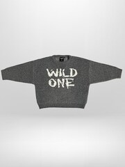 Religion Grey Wild One Crew Neck Slogan Jumper With Contrast Writing - Image 4 of 4