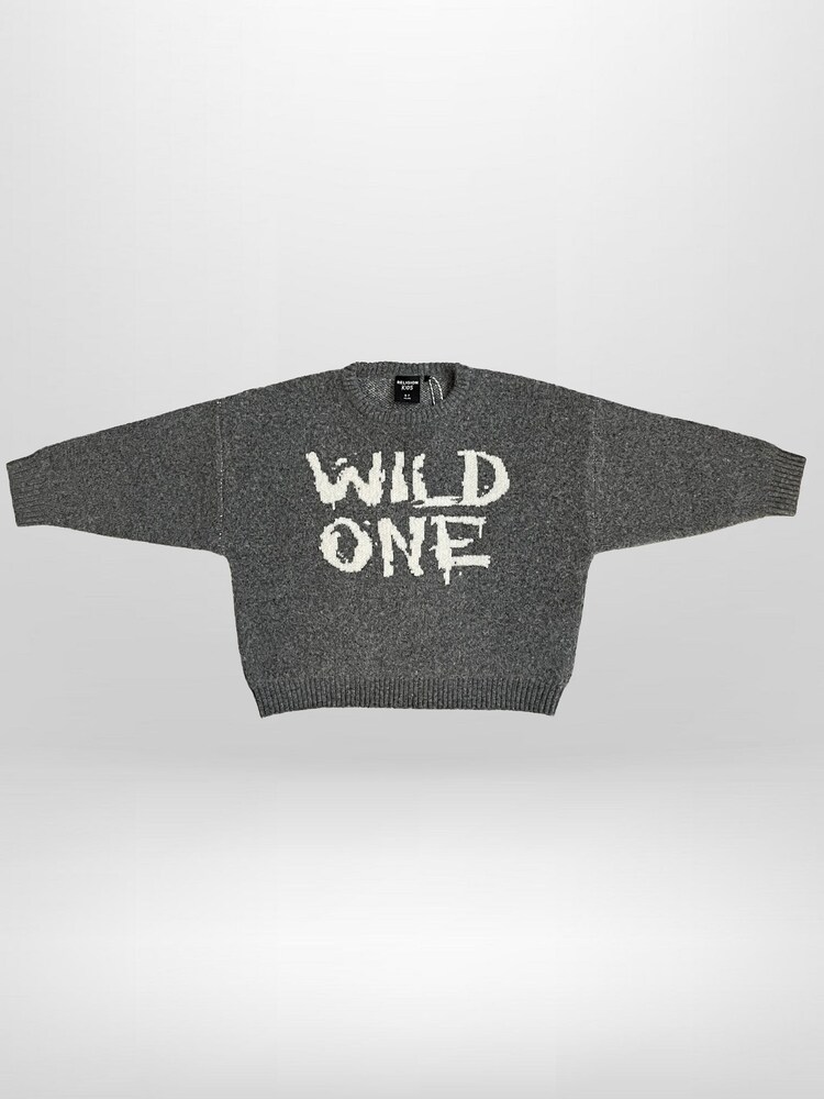 Religion Grey Wild One Crew Neck Slogan Jumper With Contrast Writing - Image 4 of 4