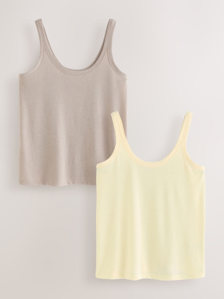 Chocolate Nude Scoop Neck Vests With Linen 2 Pack - Image 1 of 10 Chocolate Nude Scoop Neck Vests With Linen 2 Pack - Image 1 of 10