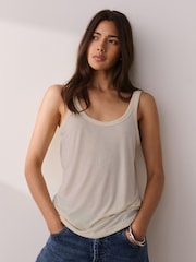 Chocolate Nude Scoop Neck Vests With Linen 2 Pack - Image 4 of 10