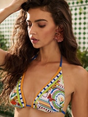 Lipsy Multi Inspired By Frida Kahlo Artwork Triangle Bikini - Image 2 of 4