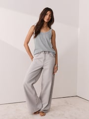 Blue/Ecru Scoop Neck Vests With Linen 2 Pack - Image 2 of 10