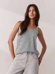 Blue/Ecru Scoop Neck Vests With Linen 2 Pack - Image 3 of 10