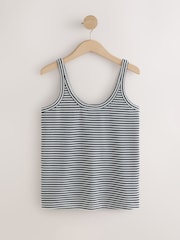 Blue/Ecru Scoop Neck Vests With Linen 2 Pack - Image 8 of 10