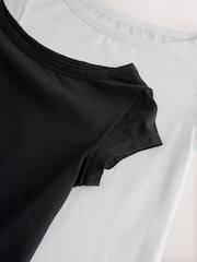 Black/White Menopause Friendly Cooling Cotton T-Shirt - Image 9 of 10