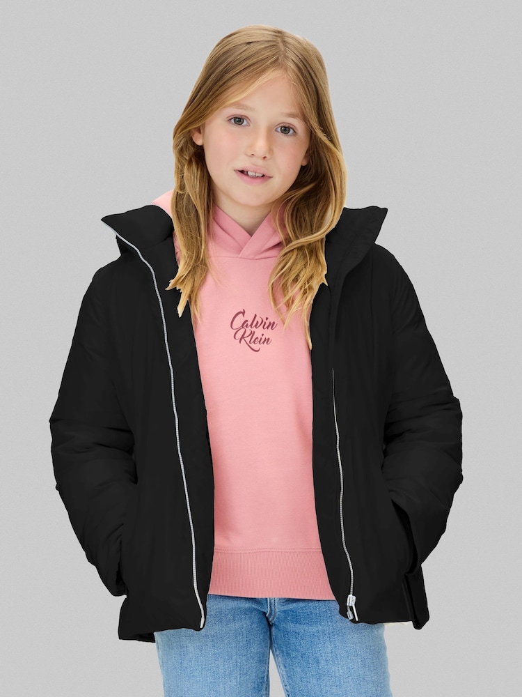 Calvin Klein Black Structured Nylon Belted Jacket - Image 1 of 5 Calvin Klein Black Structured Nylon Belted Jacket - Image 1 of 5
