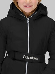 Calvin Klein Black Structured Nylon Belted Jacket - Image 4 of 5