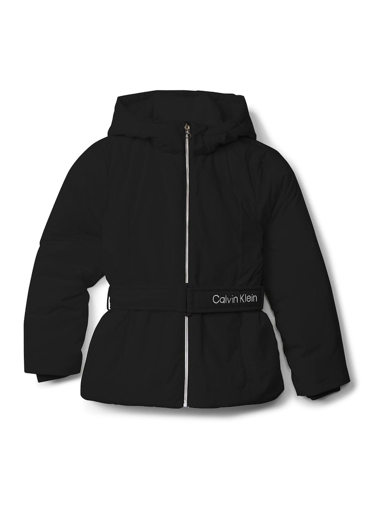 Calvin Klein Black Structured Nylon Belted Jacket - Image 5 of 5 Calvin Klein Black Structured Nylon Belted Jacket - Image 5 of 5