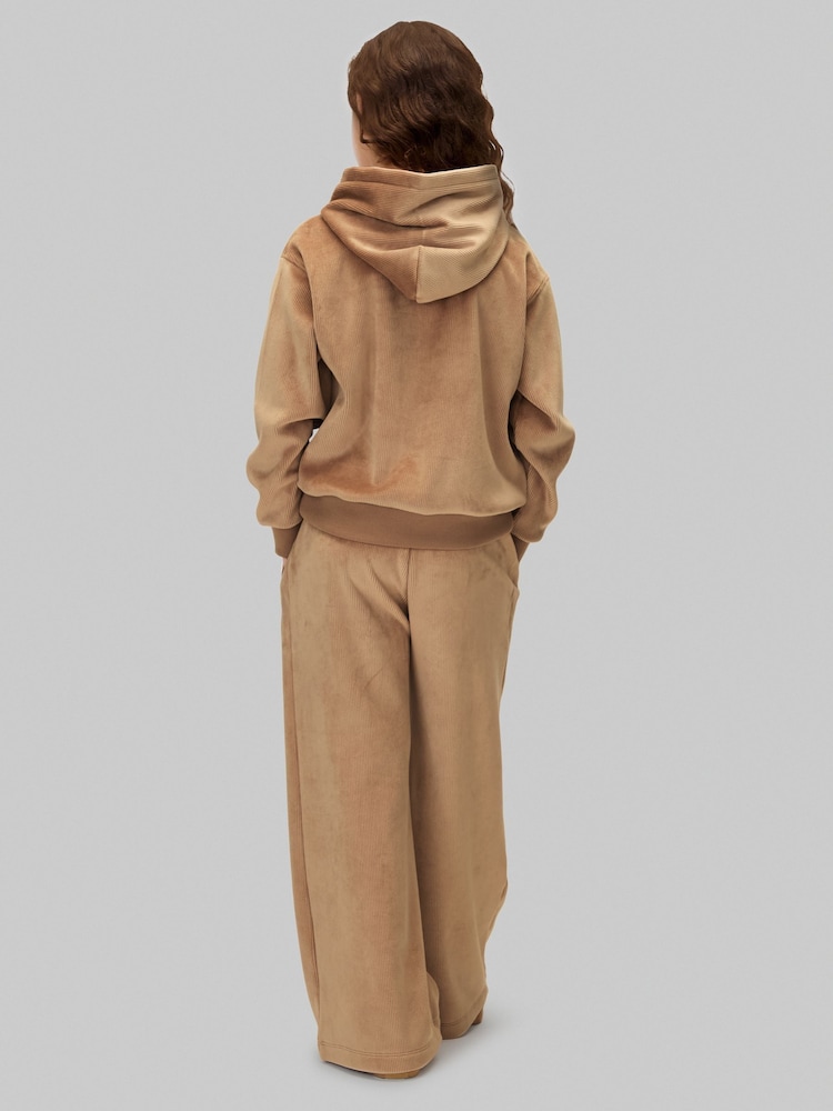 Calvin Klein Brown Velvet Feece Ribbed Tracksuit - Image 2 of 7 Calvin Klein Brown Velvet Feece Ribbed Tracksuit - Image 2 of 7