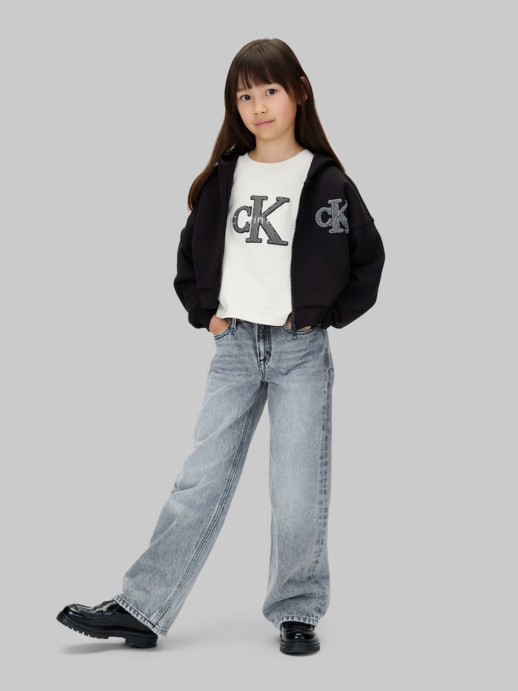 Calvin Klein Black Logo Zip-Up Hoodie - Image 2 of 5 Calvin Klein Black Logo Zip-Up Hoodie - Image 2 of 5