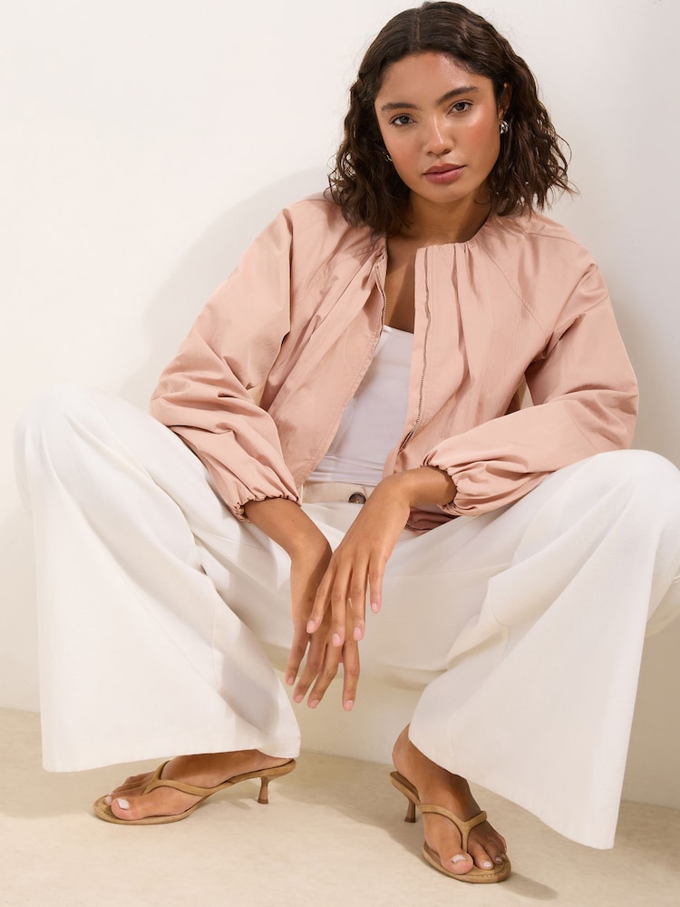 Friends Like These Pink Bubble Hem Batwing Zip Through Jacket - Image 2 of 5