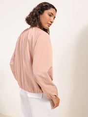 Friends Like These Pink Bubble Hem Batwing Zip Through Jacket - Image 5 of 5